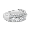 .925 Sterling Silver 1.0 cttw Lab Grown Diamond 3 Row Band Ring (F-G Color, VS1-VS2 Clarity) - Ring Size 7