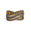 10K Yellow Gold Plated .925 Sterling Silver 1.0 cttw Champagne Diamond Highway Ring