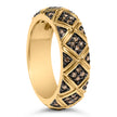 10K Yellow Gold Plated .925 Sterling Silver 3/8 Cttw Champagne Diamond Geometric Style Band Ring - Size 7