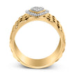 14K Yellow Gold Plated Sterling Silver 1/4 Cttw Diamond Teardrop Textured Band Ring
