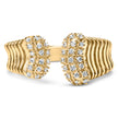 14K Yellow Gold Plated Silver 1/4 Cttw Diamond Asymmetrical Open Ring
