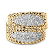 14K Yellow Gold Plated Silver 1.0 Cttw Diamond Cluster Crossover Ring Band