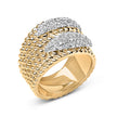 14K Yellow Gold Plated Silver 1.0 Cttw Diamond Cluster Crossover Ring Band