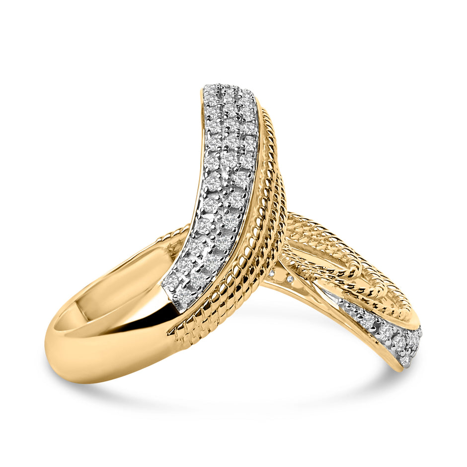 14K Yellow Gold Plated Silver 5/8 Cttw Diamond Bypass Ring Band
