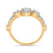 10K Yellow Gold Plated Silver 1.0 Cttw Round Lab Grown Diamond Bezel Station Ring