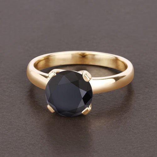 3.00 Carat Genuine Black Diamond 14K Yellow Gold Ring - Rings - Custom Crafting Alliance, LLC