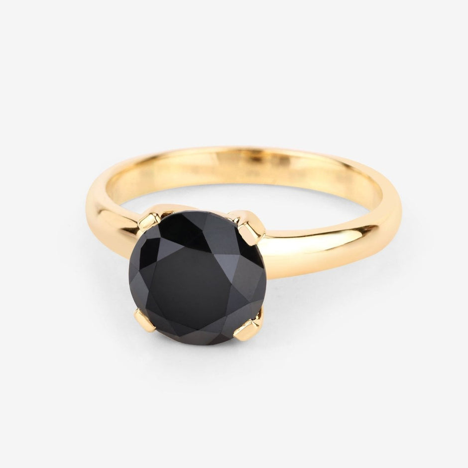 3.00 Carat Genuine Black Diamond 14K Yellow Gold Ring - Rings - Custom Crafting Alliance, LLC