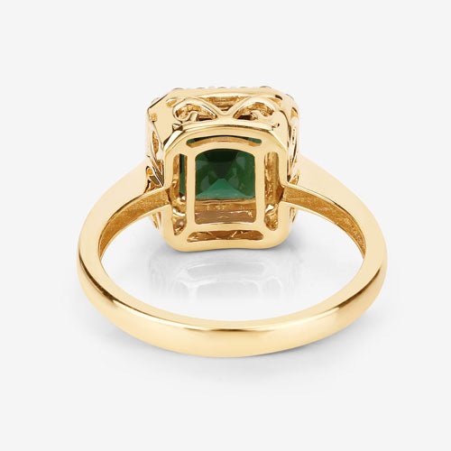 3.02 Carat Genuine Green Tourmaline and White Diamond 14K Yellow Gold Ring - Rings - Custom Crafting Alliance, LLC