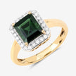 3.02 Carat Genuine Green Tourmaline and White Diamond 14K Yellow Gold Ring - Rings - Custom Crafting Alliance, LLC