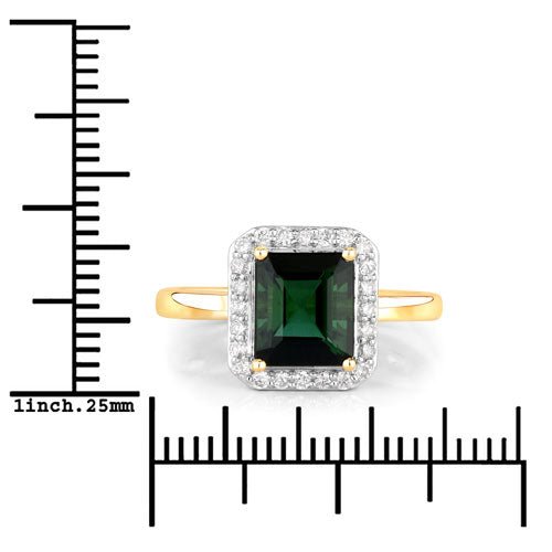 3.02 Carat Genuine Green Tourmaline and White Diamond 14K Yellow Gold Ring - Rings - Custom Crafting Alliance, LLC