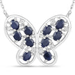2.16 Carat Genuine Blue Sapphire and White Zircon .925 Sterling Silver Necklace