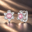 925 Sterling Silver White Gold Plated Transparent Glass 1.4 x 1.2 cm Hoop Earrings for Women