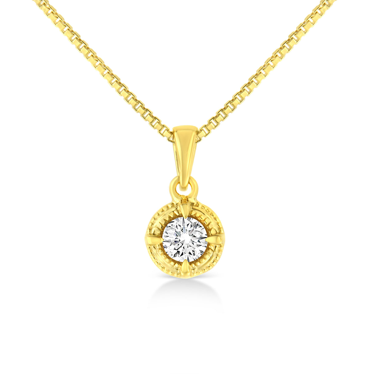14K Yellow Gold Plated .925 Sterling Silver 1/2 Cttw Brilliant Round Cut Diamond Solitaire Milgrain 18