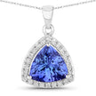 3.11 Carat Genuine Tanzanite and White Diamond 14K White Gold Pendant - Pendants - Custom Crafting Alliance, LLC