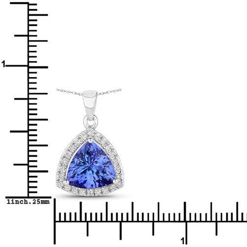 3.11 Carat Genuine Tanzanite and White Diamond 14K White Gold Pendant - Pendants - Custom Crafting Alliance, LLC