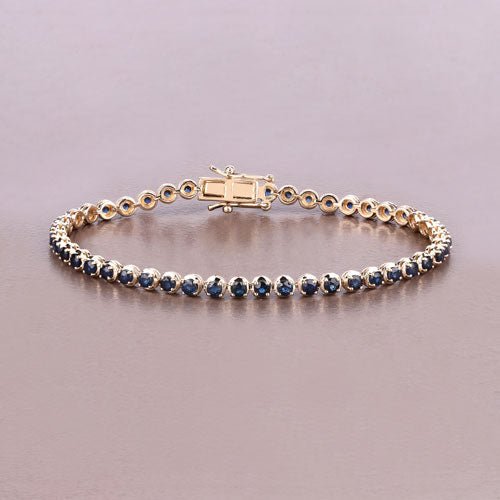 3.13 Carat Genuine Blue Sapphire 14K Yellow Gold Bracelet - Bracelets - Custom Crafting Alliance, LLC