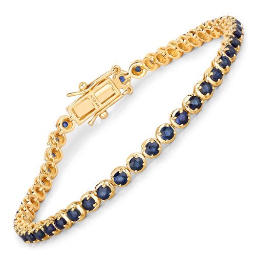 3.13 Carat Genuine Blue Sapphire 14K Yellow Gold Bracelet - Bracelets - Custom Crafting Alliance, LLC