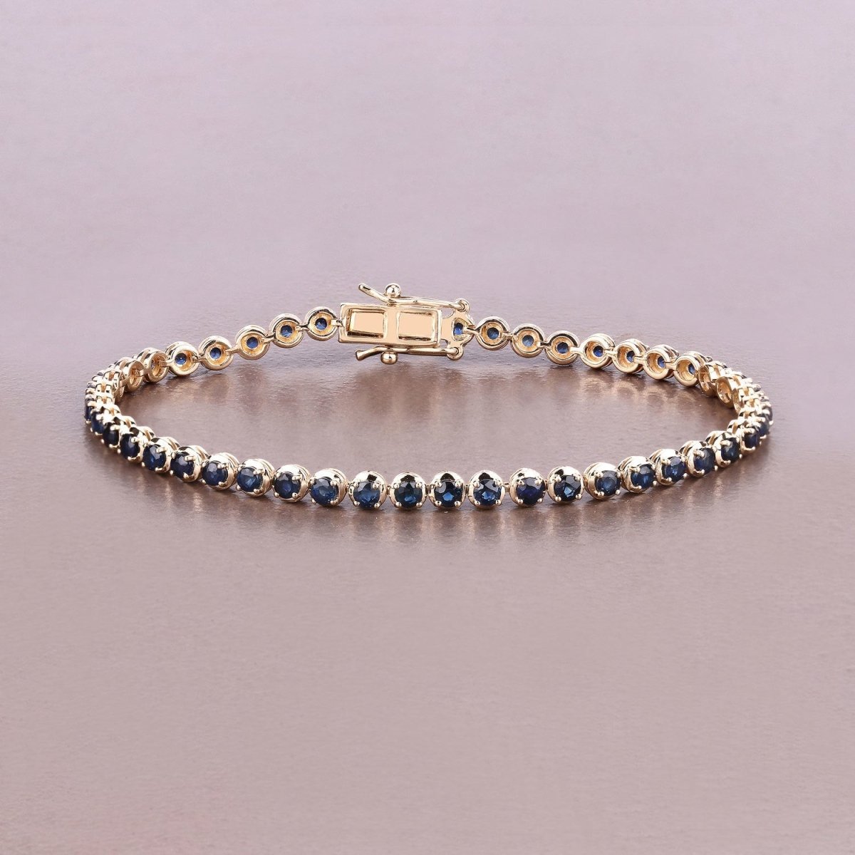 3.13 Carat Genuine Blue Sapphire 14K Yellow Gold Bracelet - Bracelets - Custom Crafting Alliance, LLC
