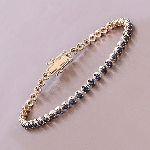 3.13 Carat Genuine Blue Sapphire 14K Yellow Gold Bracelet - Bracelets - Custom Crafting Alliance, LLC