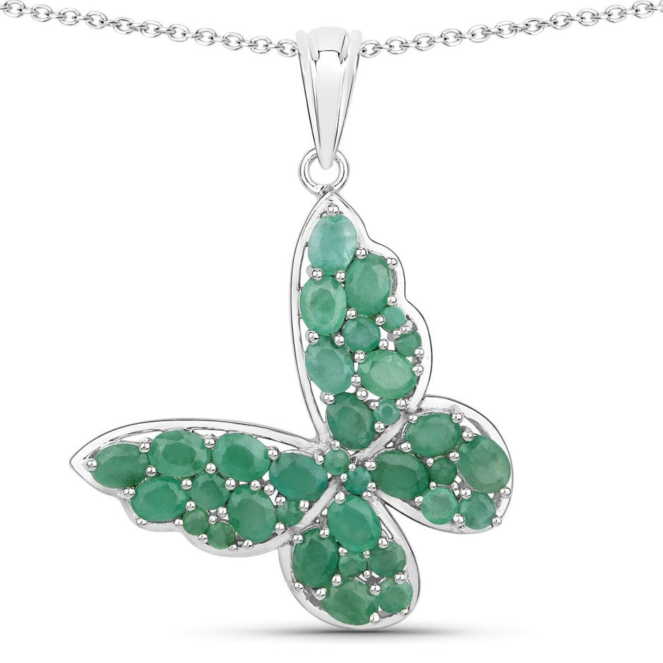 3.13 Carat Genuine Emerald .925 Sterling Silver Pendant - Pendants - Custom Crafting Alliance, LLC