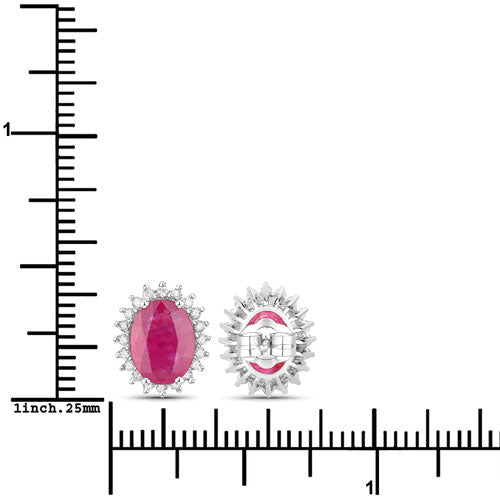 3.14 Carat Genuine Ruby and White Diamond 14K White Gold Earrings - Earrings - Custom Crafting Alliance, LLC