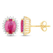 3.14 Carat Genuine Ruby and White Diamond 14K Yellow Gold Earrings - Earrings - Custom Crafting Alliance, LLC