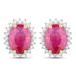 3.14 Carat Genuine Ruby and White Diamond 14K Yellow Gold Earrings - Earrings - Custom Crafting Alliance, LLC