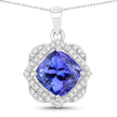3.14 Carat Genuine Tanzanite and White Diamond 14K White Gold Pendant - Pendants - Custom Crafting Alliance, LLC