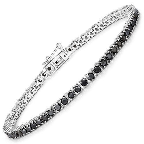 3.15 Carat Genuine Black Diamond .925 Sterling Silver Bracelet - Bracelets - Custom Crafting Alliance, LLC