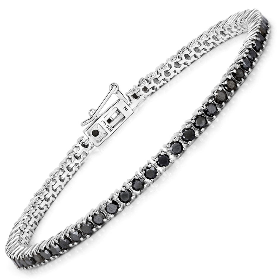3.15 Carat Genuine Black Diamond .925 Sterling Silver Bracelet - Bracelets - Custom Crafting Alliance, LLC