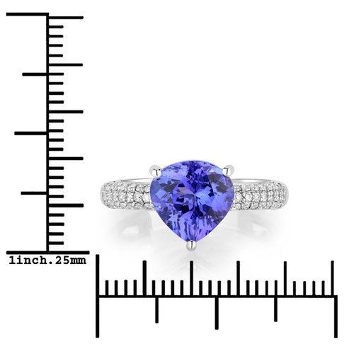 3.18 Carat Genuine Tanzanite and White Diamond 14K White Gold Ring - Rings - Custom Crafting Alliance, LLC