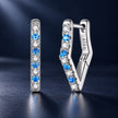 925 Sterling Silver White Gold Plated Pavé CZ 1.5 cm Hoop Earrings for Women