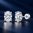 925 Sterling Silver White Gold Plated 1ct Moissanite 0.7x0.5cm Egg-Shaped Earrings for Women