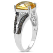 2.82 Carat Genuine Citrine, Champagne Diamond & White Diamond .925 Sterling Silver Ring