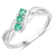 0.28 Carat Genuine Zambian Emerald and White Diamond 14K White Gold Ring