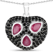 3.28 Carat Genuine Ruby and Black Spinel .925 Sterling Silver Pendant