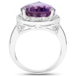 9.00 Carat Genuine Amethyst .925 Sterling Silver Ring
