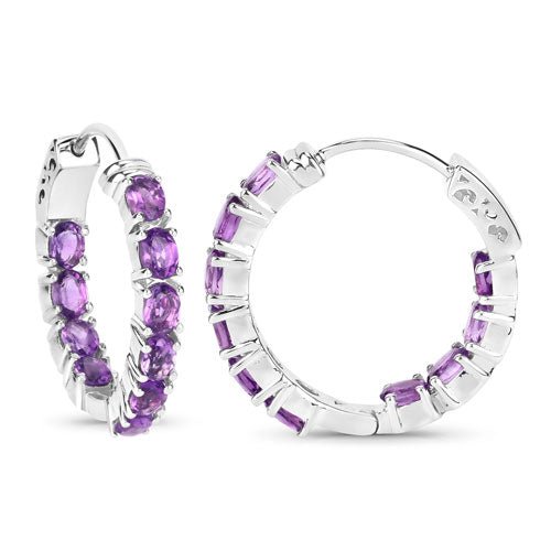 3.20 Carat Genuine Amethyst .925 Sterling Silver Earrings - Earrings - Custom Crafting Alliance, LLC