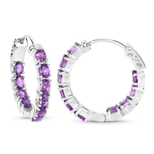 3.20 Carat Genuine Amethyst .925 Sterling Silver Earrings - Earrings - Custom Crafting Alliance, LLC