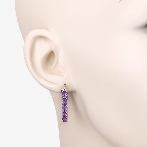 3.20 Carat Genuine Amethyst .925 Sterling Silver Earrings - Earrings - Custom Crafting Alliance, LLC