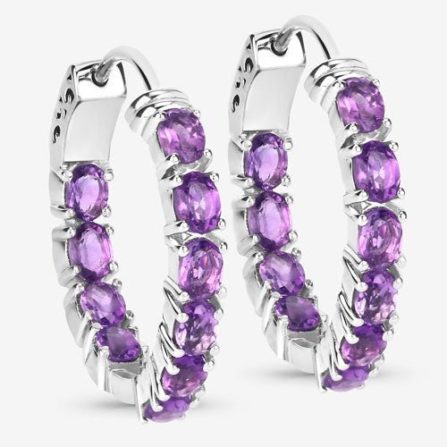 3.20 Carat Genuine Amethyst .925 Sterling Silver Earrings - Earrings - Custom Crafting Alliance, LLC