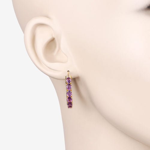 3.20 Carat Genuine Amethyst .925 Sterling Silver Earrings - Earrings - Custom Crafting Alliance, LLC