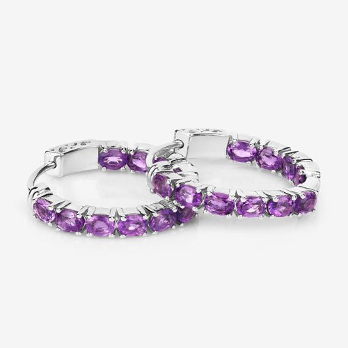 3.20 Carat Genuine Amethyst .925 Sterling Silver Earrings - Earrings - Custom Crafting Alliance, LLC