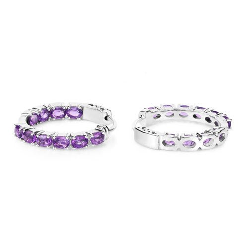 3.20 Carat Genuine Amethyst .925 Sterling Silver Earrings - Earrings - Custom Crafting Alliance, LLC
