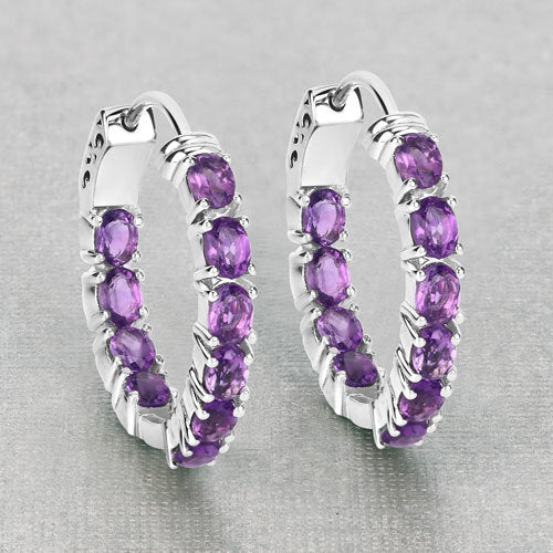 3.20 Carat Genuine Amethyst .925 Sterling Silver Earrings - Earrings - Custom Crafting Alliance, LLC