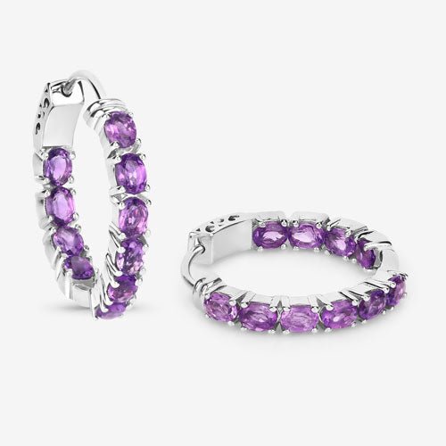 3.20 Carat Genuine Amethyst .925 Sterling Silver Earrings - Earrings - Custom Crafting Alliance, LLC