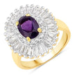 3.20 Carat Genuine Amethyst and White Topaz .925 Sterling Silver Ring - Rings - Custom Crafting Alliance, LLC