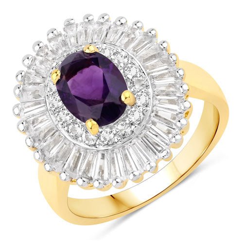 3.20 Carat Genuine Amethyst and White Topaz .925 Sterling Silver Ring - Rings - Custom Crafting Alliance, LLC