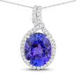 3.21 Carat Genuine Tanzanite and White Diamond 14K White Gold Pendant - Pendants - Custom Crafting Alliance, LLC