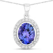 3.21 Carat Genuine Tanzanite and White Diamond 14K White Gold Pendant - Pendants - Custom Crafting Alliance, LLC
